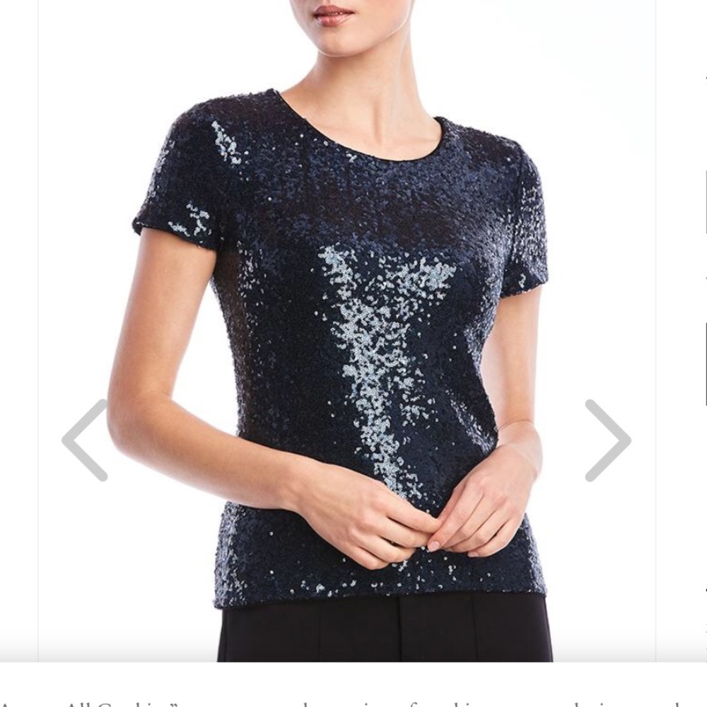 Bailey 44 XS blue sequined top. Hook and zip back